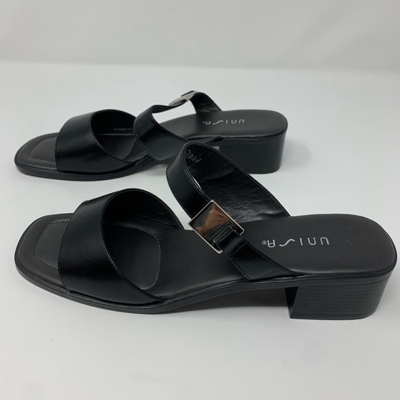 Unisa Black Chunky Heel Slip On Sandals - Picture 3 of 8